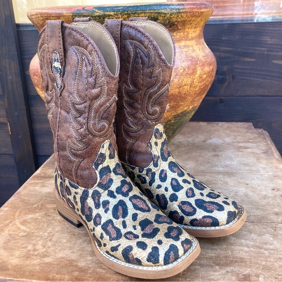 Roper Shoes Roper Boots Girls Glitter Leopard Western Cowboy